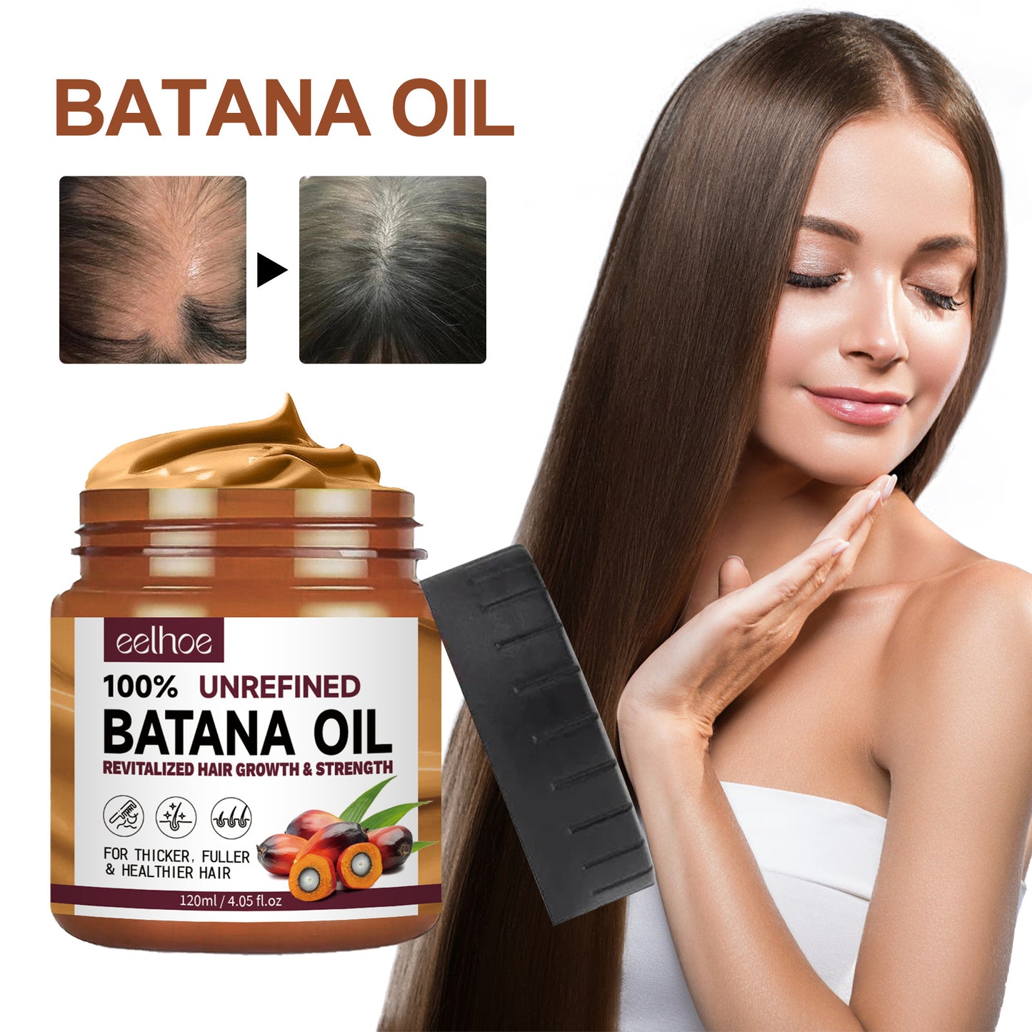 Natural Batana Oil, Batana Oil From Honduras Unrefined For Men & Women 4.05 Fluid Ounces