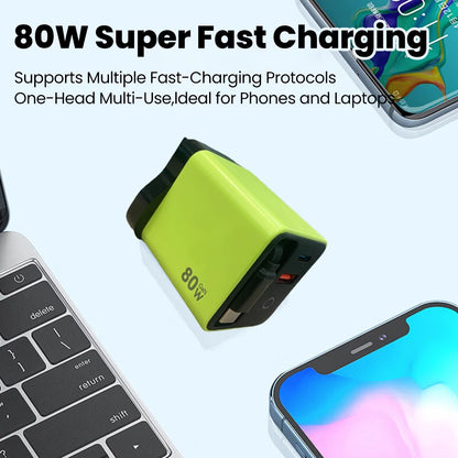 80W GaN Retractable Fast Charger