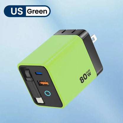 80W GaN Retractable Fast Charger