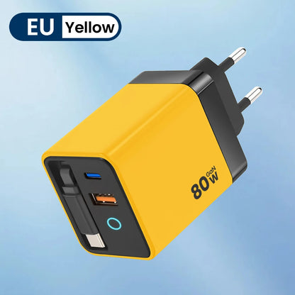 80W GaN Retractable Fast Charger