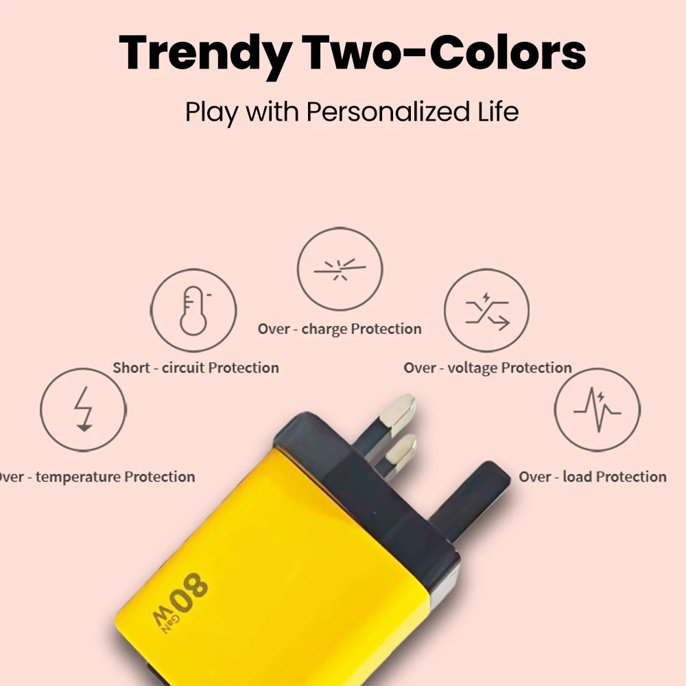 80W GaN Retractable Fast Charger