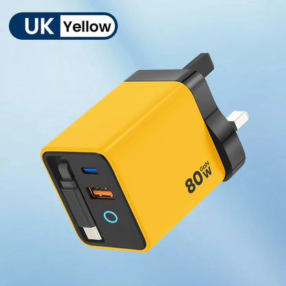 80W GaN Retractable Fast Charger